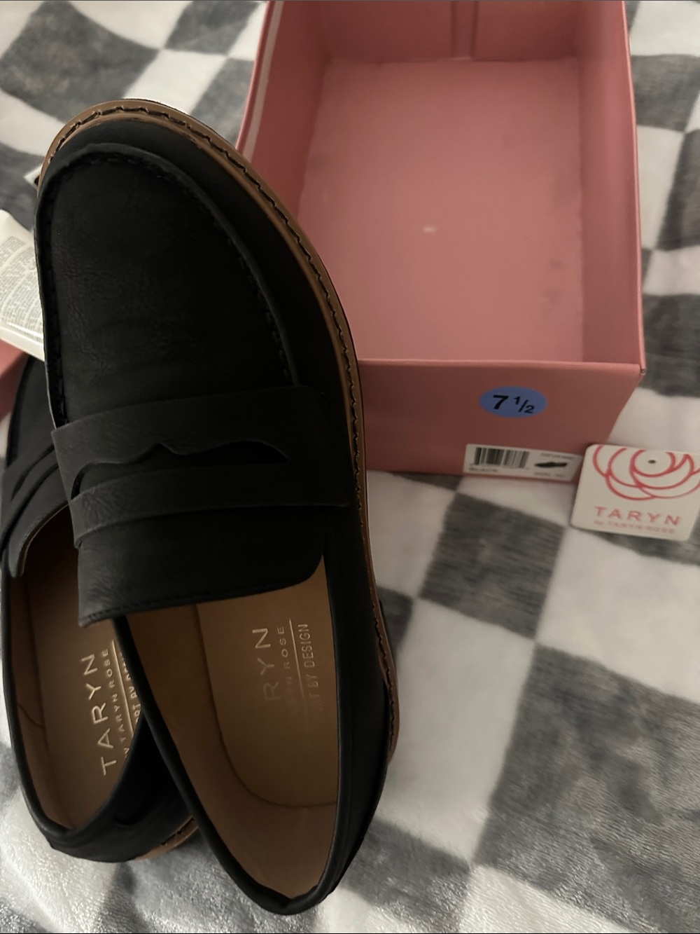 Taryn Rose Black Leather Penny Loafers - Picture 7 of 7
